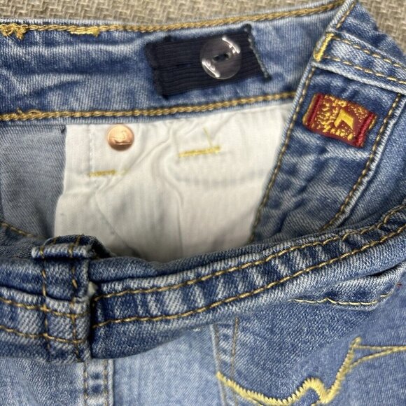 7 FOR ALL MANKIND Girls Sz 8 Jean Denim Skirt NWT Adjustable Button Up - Picture 6 of 8